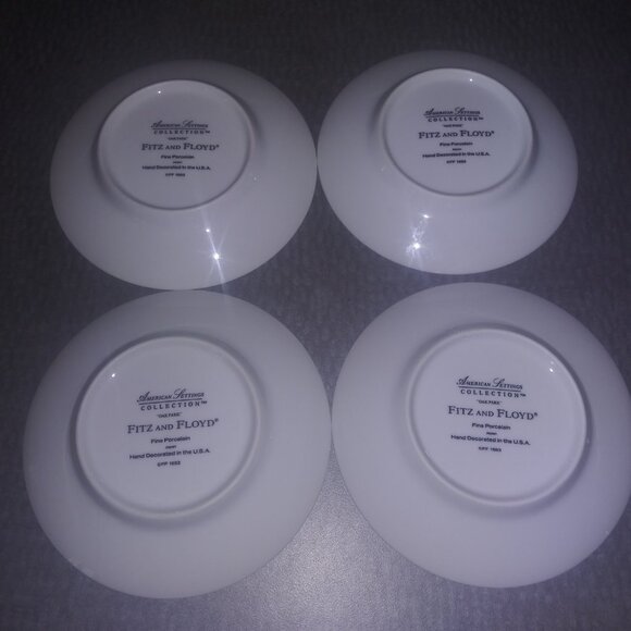 Fitz and Floyd Porcelain Plate and Mug Set Oak Park White Gold Trimmed Lot of 12 - Picture 8 of 16